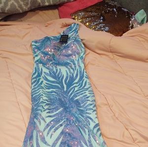 Blue Sequin Prom/Pageant  Formal Dress